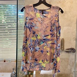 BCBGMAXAZARIA Lenore Lace Insert Floral Tank Xs